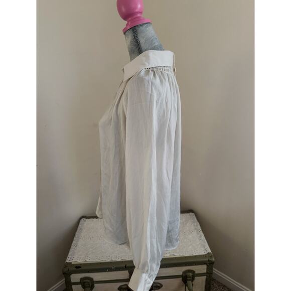 Max Studio Womens Large Button Up Blouse Long Sleeve Top Ivory Cream NWT - Picture 4 of 7